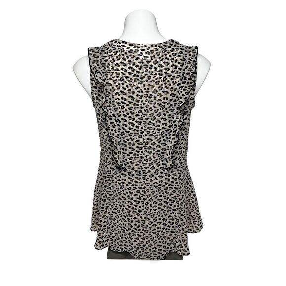 CAbi leopard print sleeveless flutter blouse size S - Picture 7 of 16